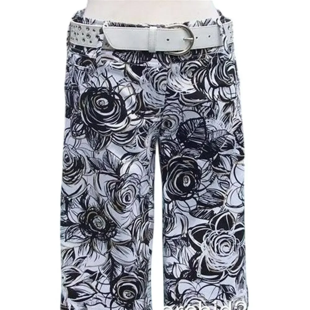 Cache Geometric Floral Black White Walking Bermuda Short New Stretch NWT $88 Sz2